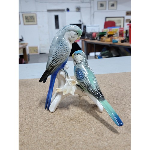 62 - 3x good quality Karl ENS ceramic bird figure groups each stamped to the base inc a pair of budgies, ... 