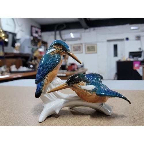 63 - 4x good quality Karl ENS ceramic figures of birds each stamped to the base inc a group figure of 2 k... 