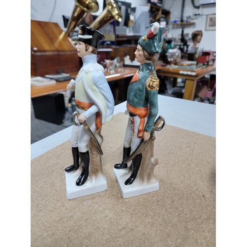 64 - Quantity of 6x ceramic solider figurines in various uniforms inc Marshall of the empire, Hussar offi... 