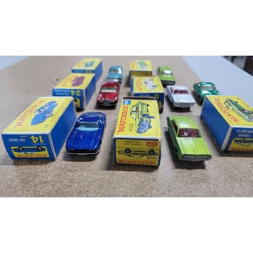 73 - Collection of boxed Matchbox cars to include ford Zodiac MK IV, Mercury Cougar etc along with a EFE ... 