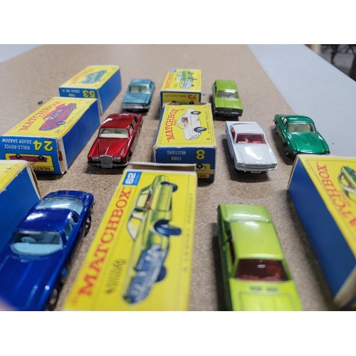 73 - Collection of boxed Matchbox cars to include ford Zodiac MK IV, Mercury Cougar etc along with a EFE ... 