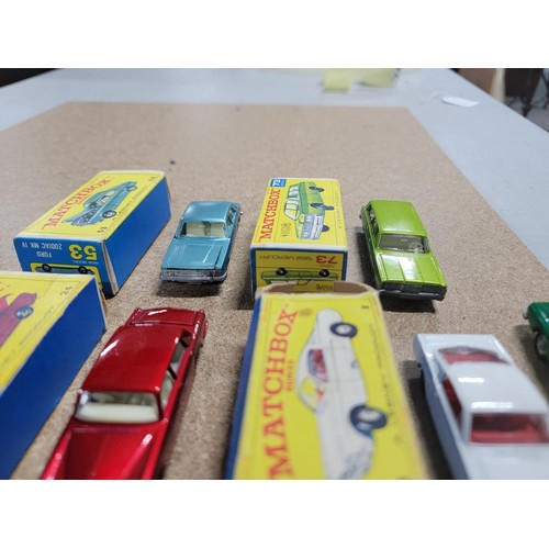 73 - Collection of boxed Matchbox cars to include ford Zodiac MK IV, Mercury Cougar etc along with a EFE ... 