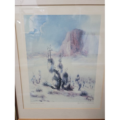 81 - 2x framed and glazed American prints inc a Marguerite Fields print of a native Indian on a horse by ... 