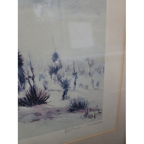 81 - 2x framed and glazed American prints inc a Marguerite Fields print of a native Indian on a horse by ... 