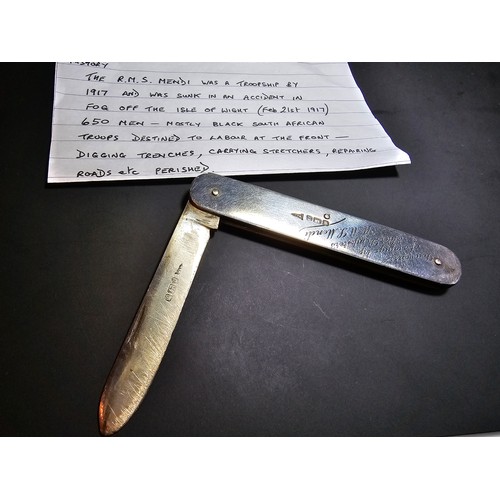 237 - *All proceeds go to charity on this lot*
A very rare maritime related hallmarked silver fruit knife ... 