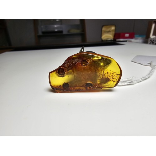 247 - Good quality very pretty hallmarked silver and genuine amber dog figure, featuring a solid amber bod... 