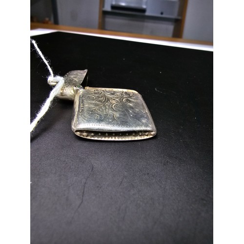 241 - A good quality antique hallmarked silver Vesta case with an engraved design to the front and back ha... 