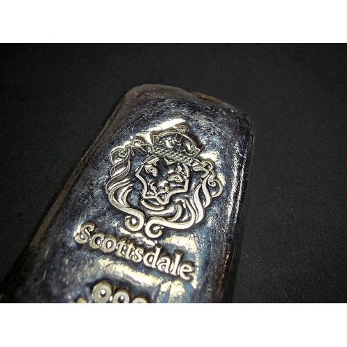 209 - Good solid pure fine silver ingot with a weight of 100g, by Scottsdales fully marked up with the Sco... 