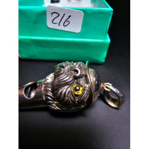 245 - Stunning sterling silver detective dog formed whistle pendant featuring a dogs head wearing a hat wi... 