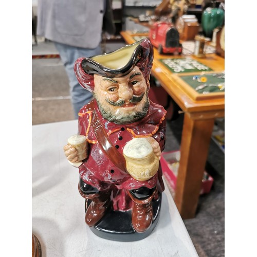 139 - Qty of various collectable character toby jugs along with a good quality wooden oak butlers tray.