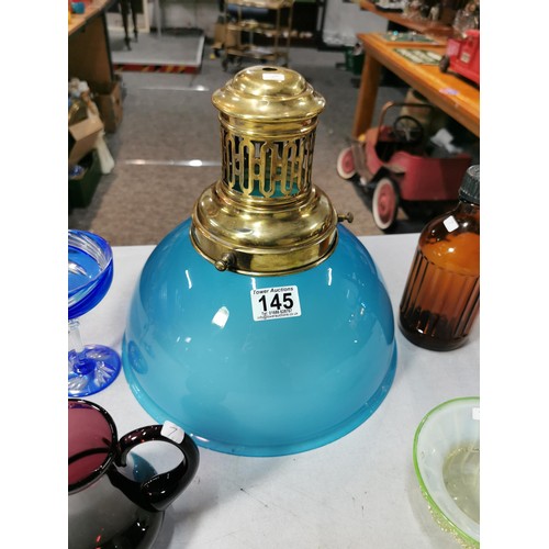 145 - Qty of good collectable art glass and JLRIN turquoise  opaline glass ceiling light shade (has some m... 