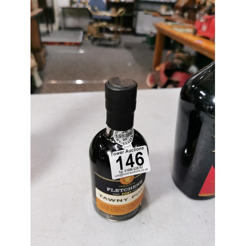 146 - New & sealed bottle Martell V.S Fine Cognac 70cl, Fletchers Tawny Port 20cl and Tia Maria Coffee Liq... 