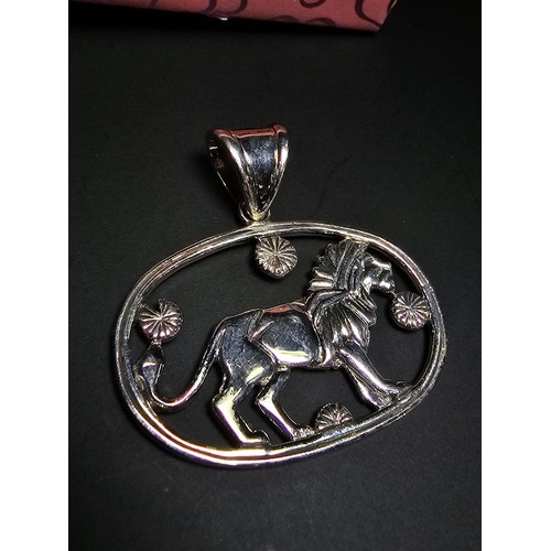 177 - A good quality unused Danish sterling silver pendant with a lion design marked to the rear sterling ... 