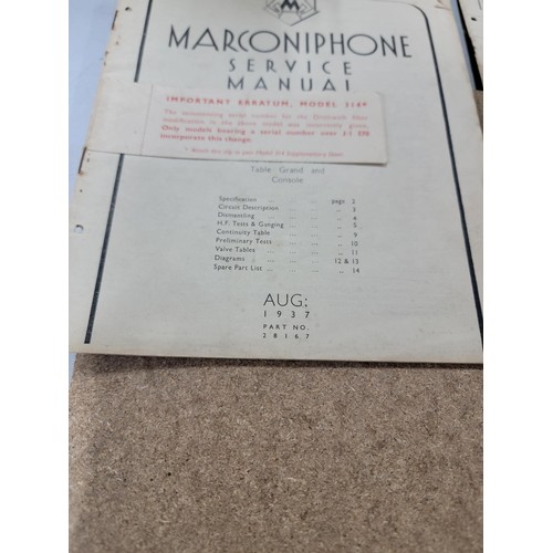 86 - Collection of 21 vintage Marconiphone service manuals each containing a schematic for the different ... 