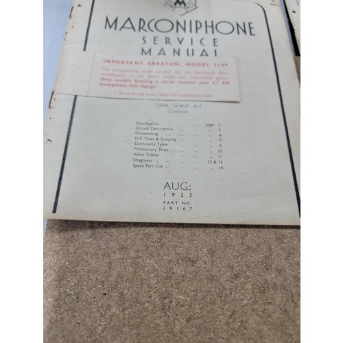 86 - Collection of 21 vintage Marconiphone service manuals each containing a schematic for the different ... 