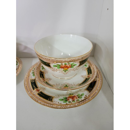 96 - 29x piece Crown Chelsea hand painted part tea set with floral design in the 'Alan' design overall go... 