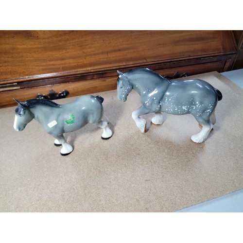 102 - Large collection of horse figurines mostly of cart horses, inc Melba ware, Token Pottery, The Leonar... 