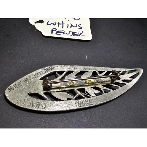 190 - A genuine vintage Scottish pewter brooch by Ceard Whins made in Scotland with a barley type design, ... 