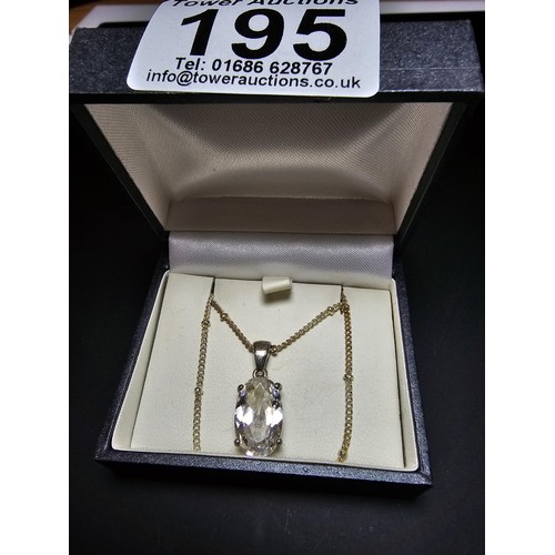 195 - An pretty 925 silver large faceted crystal pendant on an attractive 18