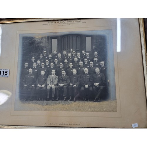 115 - Antique framed and glazed black and white photograph of the Winson Green, Birmingham. Male nursing s... 