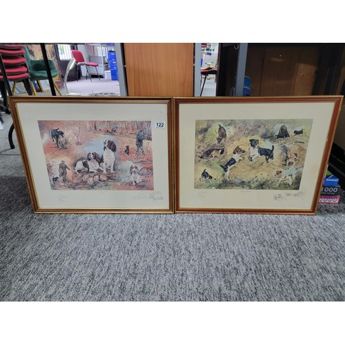 122 - 2x framed and glazed limited edition pictures inc  a Spaniel hunt scene 