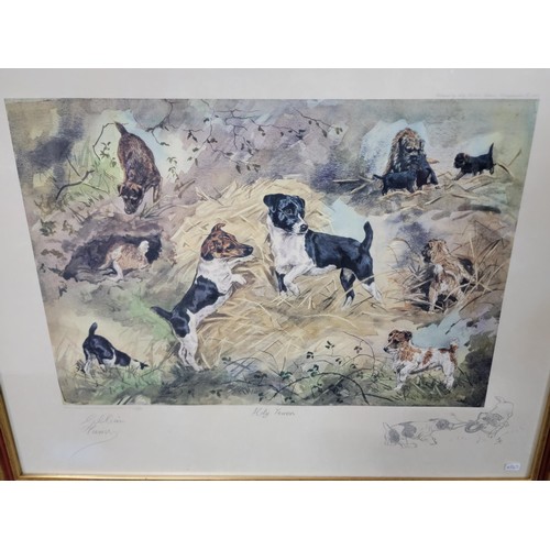 122 - 2x framed and glazed limited edition pictures inc  a Spaniel hunt scene 