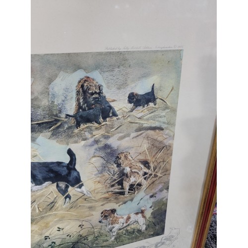 122 - 2x framed and glazed limited edition pictures inc  a Spaniel hunt scene 