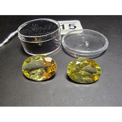 229A - 2x impressive good quality large faceted natural citrine loose gemstones. Length of the larger piece... 