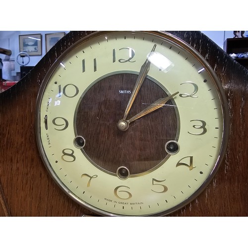 284 - 2x good vintage wind up mantel clocks which includes a clean and tidy Smiths mid century Westminster... 