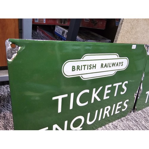 287 - 2x good quality reproduction metal enamelled railway signs, 1 for British railways tickets inquiries... 