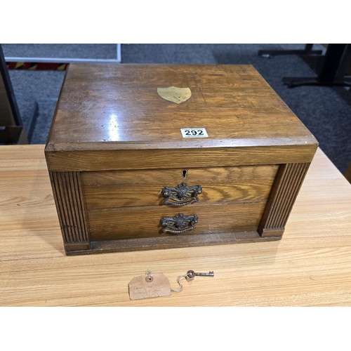 292 - A fine quality and impressive oak cased canteen of cutlery for 12 places by Walker & Hall, all but t... 