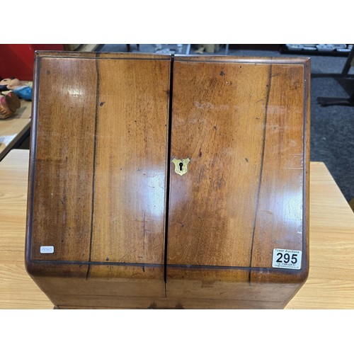 295 - A good quality solid mahogany stationary cabinet of grand proportions which has 2 sloping opening do... 