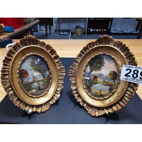 289 - A pair of fine quality miniature oil paintings mounted in ornate gilt frames, both by G.Pain a Briti... 