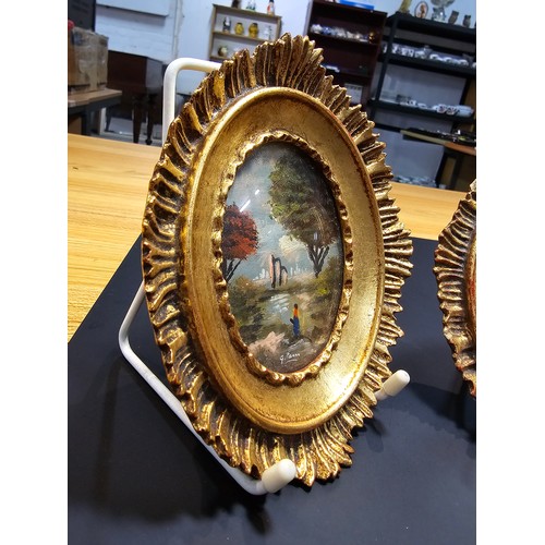 289 - A pair of fine quality miniature oil paintings mounted in ornate gilt frames, both by G.Pain a Briti... 