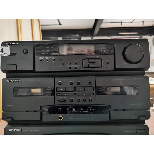 4 - Pioneer CD, double tape deck, amplifier, model XD-J110 powers on