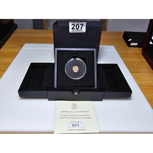 207 - A brand new and boxed gold proof quarter sovereign  2023 for King Charles III Coronation, the presen... 