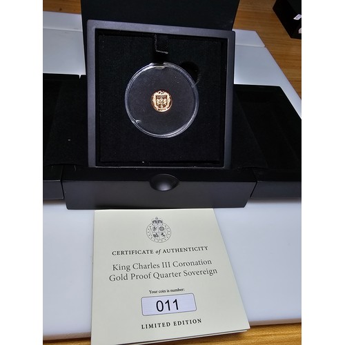 207 - A brand new and boxed gold proof quarter sovereign  2023 for King Charles III Coronation, the presen... 