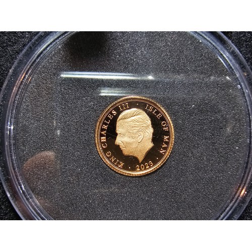 207 - A brand new and boxed gold proof quarter sovereign  2023 for King Charles III Coronation, the presen... 