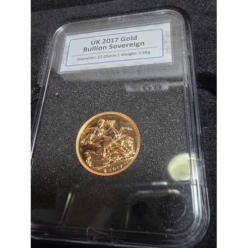 208 - An as new UK 2017 full gold sovereign for the 2017 bicentenary, struck in 22ct solid gold with a wei... 