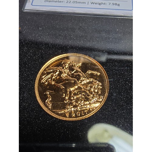 208 - An as new UK 2017 full gold sovereign for the 2017 bicentenary, struck in 22ct solid gold with a wei... 