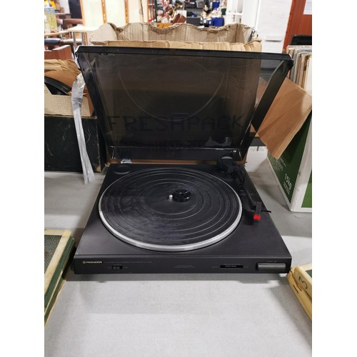 12 - Pioneer PL-J210 Auto Return Stereo Turntable along with large qty of various LPs vinyl records, 78s ... 