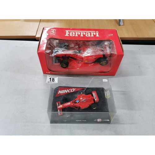 18 - Ferrari F 310B diecast model F1 car, scale 1:18 in original box, along with smaller scale NINCO Ferr... 