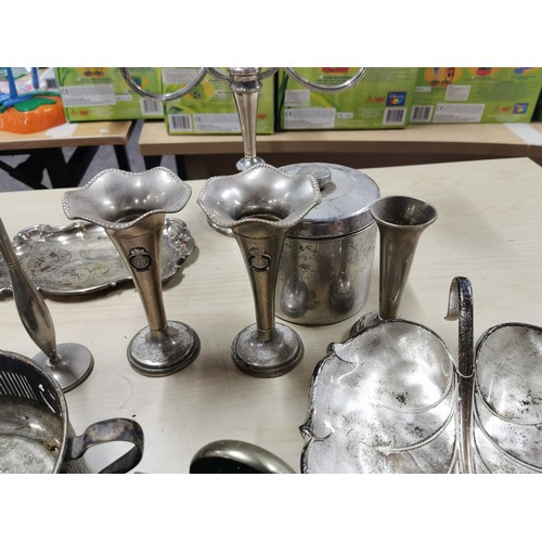 38 - A large quantity of collectable metal items to include plated ware, brassware, baskets, trays, tanka... 