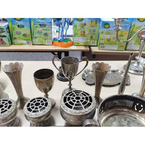 38 - A large quantity of collectable metal items to include plated ware, brassware, baskets, trays, tanka... 