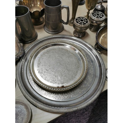 38 - A large quantity of collectable metal items to include plated ware, brassware, baskets, trays, tanka... 