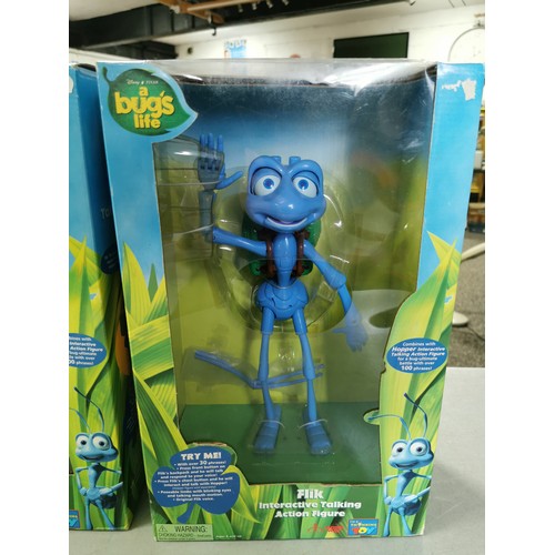 30 - 2x large boxed and unused A Bugs Life interactive talking action figures of Hopper and Flick.