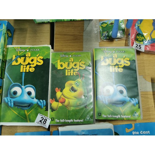 28 - A quantity of A Bugs Life collectable items to include A Bugs life videos, boxed and unused A Bugs L... 