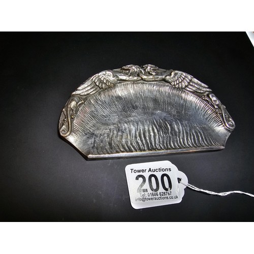 200 - A striking solid pewter carved art nouveau coin tray, hand signed by Marjolein Bastin featuring a gr... 