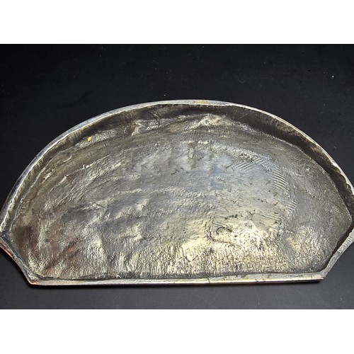 200 - A striking solid pewter carved art nouveau coin tray, hand signed by Marjolein Bastin featuring a gr... 