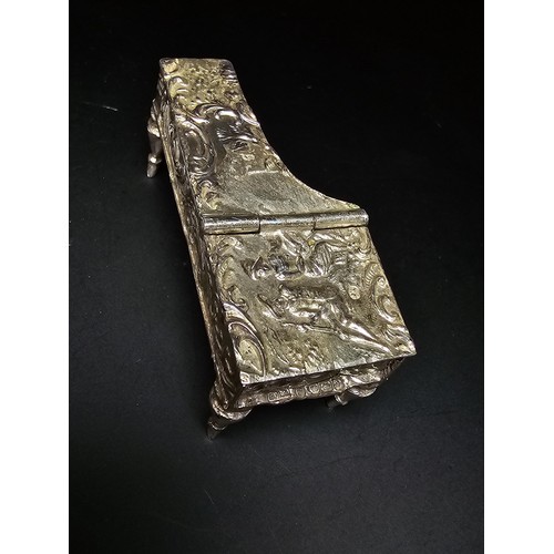 201 - An antique fine quality hallmarked silver Vesta case in the form of a grand piano hallmarked to Shef... 